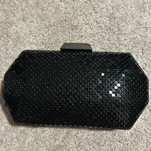 Small black sequin clutch